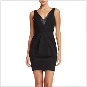 Rebecca Minkoff Eli Black Leather Trim Fitted Sheath Pencil Dress NWT New 4